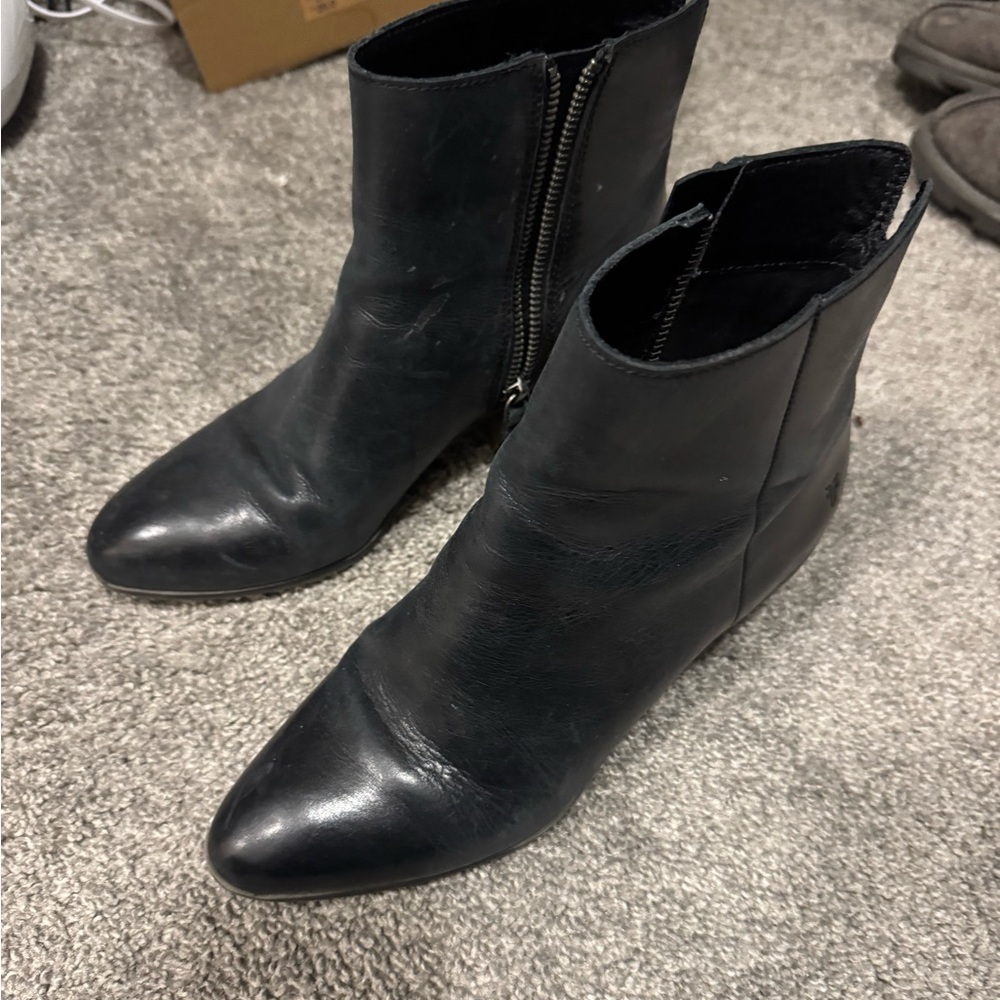 Frye Megan Black Ankle Boots, Booties